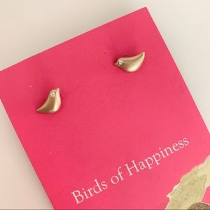 Lucky Feather Tiny Bird Stud Earrings